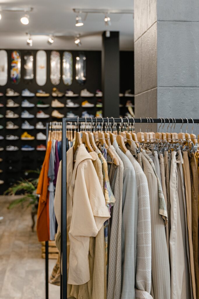 Inside clothing store: Helsinki shopping