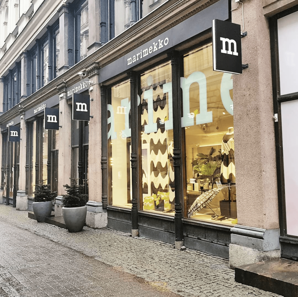 Outside Marimekko shope Helsinki 